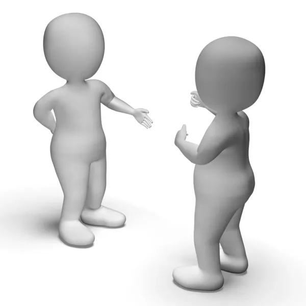 Discussion Between Two 3d Characters Shows Communication — Stock Photo, Image