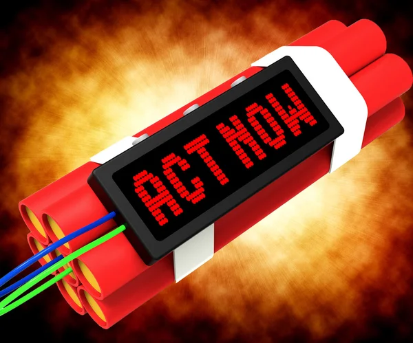 Act Now Dynamite Shows Urgency For Action — Stock Photo, Image