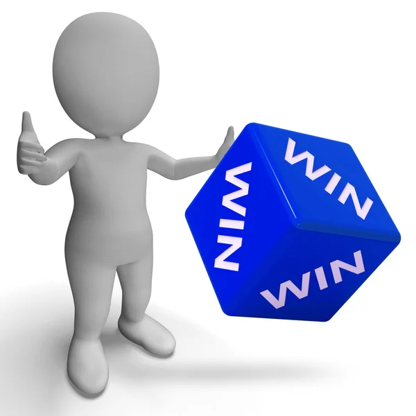 Win kocka bemutató siker győztes sikerül — Stock Fotó