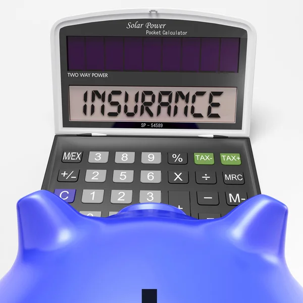 Verzekeringen rekenmachine toont bescherming via veilige beleid — Stockfoto