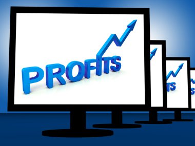 Profits On Monitors Showing Profitable Incomes clipart