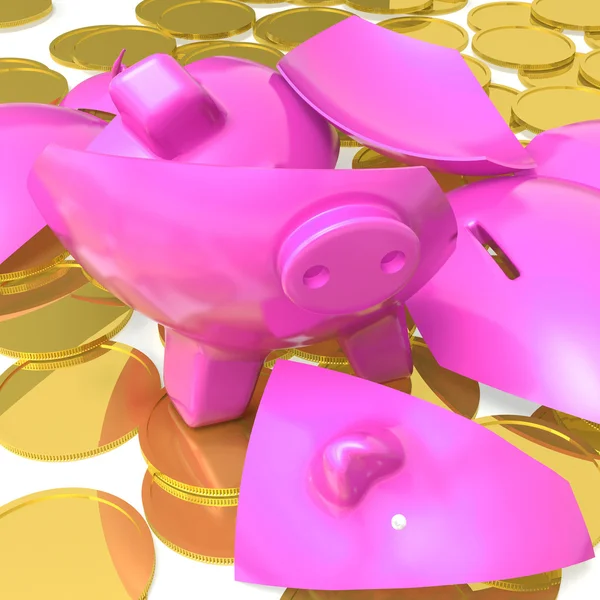 Piggybank quebrado mostrando pagamentos devidos — Fotografia de Stock
