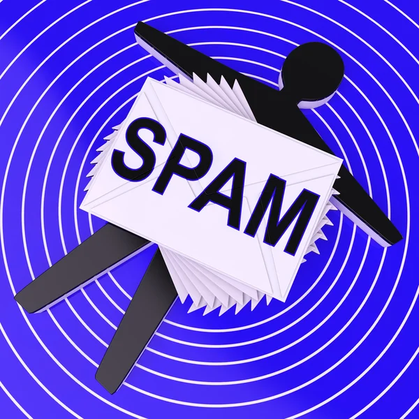 Spam Target Shows Unwanted Electronic Mail Inbox — Stock Photo, Image