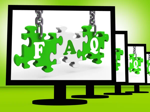 FAQ sui monitor che mostrano la richiesta — Foto Stock