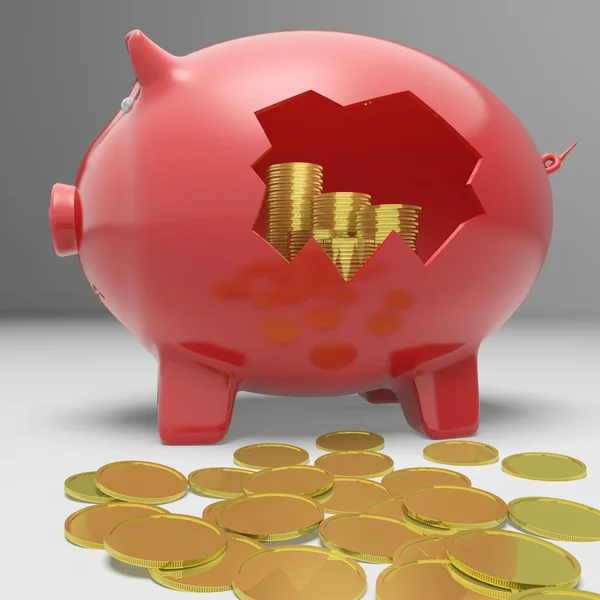 Kırık piggybank gösteren mali tasarruf — Stok fotoğraf