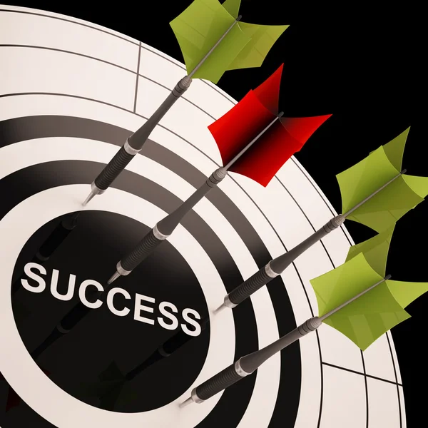 Success On Dartboard Shows Successful Goals — Stock Photo, Image