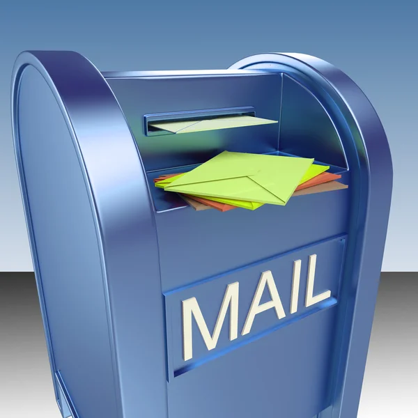 Mail On Mailbox Shows Mail Post — Stock Photo, Image