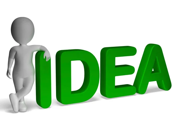 Idea Word And 3d man Showing Thoughts And Invention — Stock Photo, Image