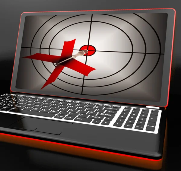 Arrow Aiming On Laptop Shows Efficient Shot — Stock Photo, Image