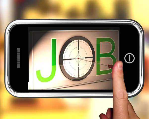 Job On smartphone Showing Target Employment — Stock Photo, Image