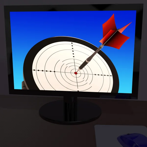 Šipka zaměřené na monitoru zobrazuje výkon — Stock fotografie