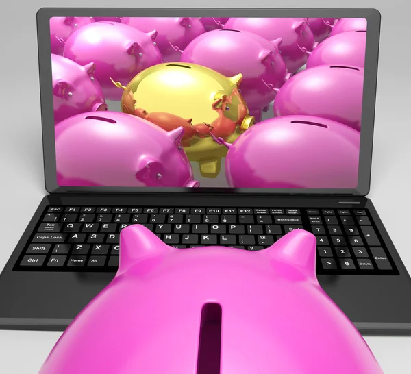 Золотой свиной экран снижает безопасность и защищенность — стоковое фото