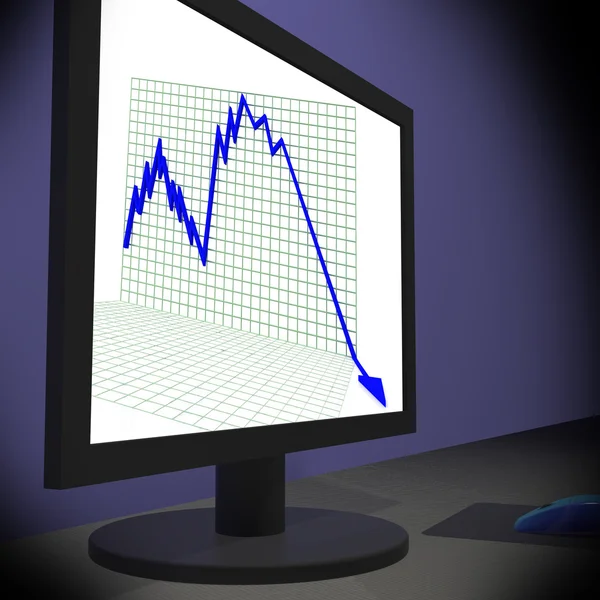 Šipka na monitory zobrazující špatné statistiky — Stock fotografie