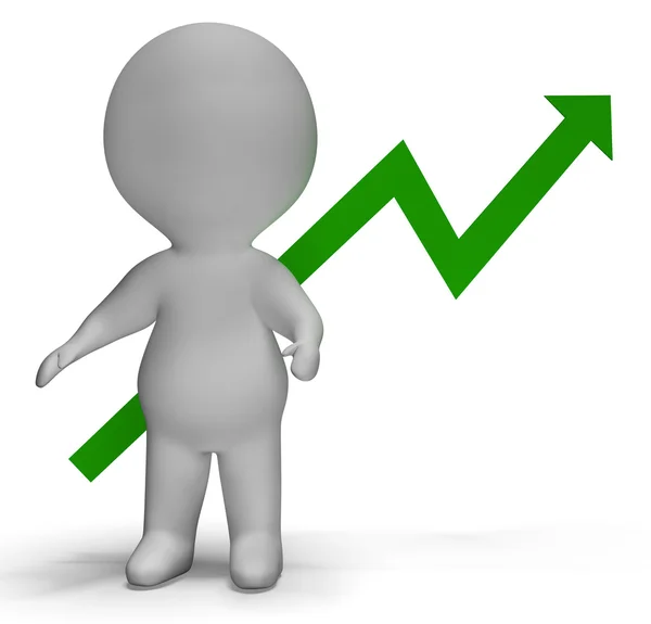 Profit Increase Graph And 3d Character Showing Market Gains — Stock Photo, Image