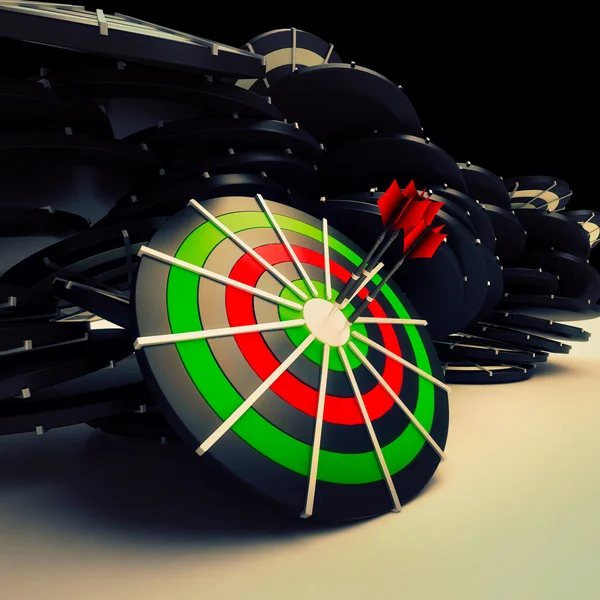 Bulls eye Target Dart Shows Successful Business Performance — Stock Photo, Image