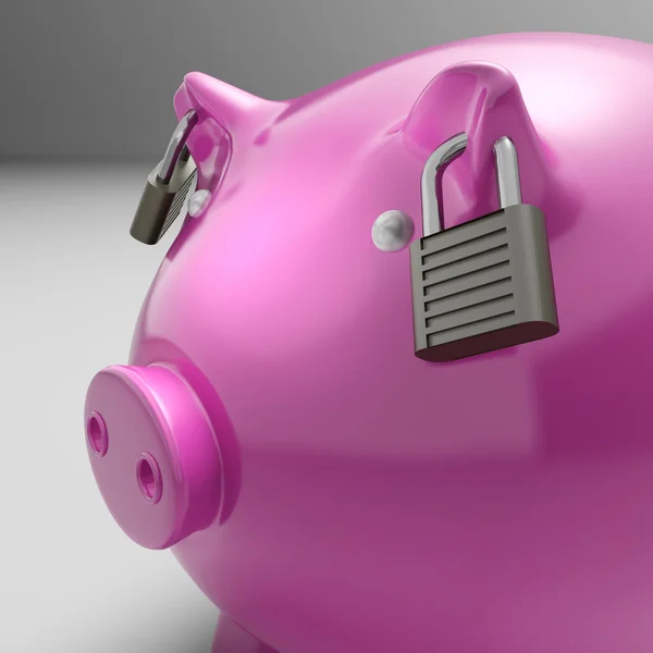 Piggybank con las orejas cerradas muestra ahorro de seguridad — Foto de Stock