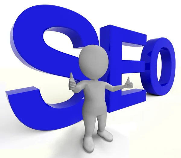 Seo Word rappresenta l'ottimizzazione e la promozione di Internet — Foto Stock