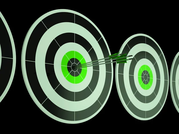 Triple Dart Shows Focused Successful Aim — Stock Photo, Image