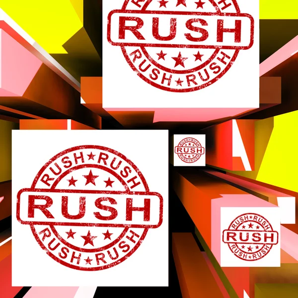 Rush On Cubes Mostrando entrega urgente —  Fotos de Stock
