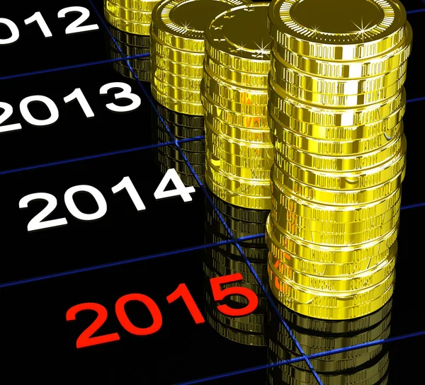 Moedas em 2015 mostrando visões financeiras — Fotografia de Stock