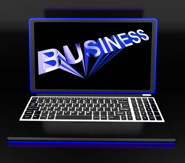 Business On Laptop Shows Online Managing — Stock Photo, Image