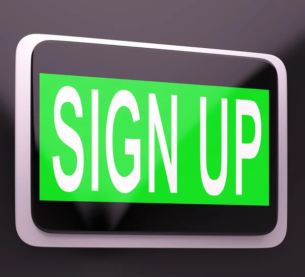 Sign Up Button Showing Website Joining — Stock Photo, Image