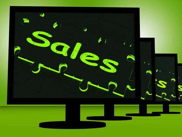 Sales On Monitors Shows Promotions — Stock Photo, Image