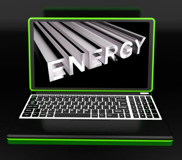 Energy On Laptop Showing Power — Stock Photo, Image