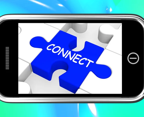 Smartphone bağlı gösterilen connect — Stok fotoğraf