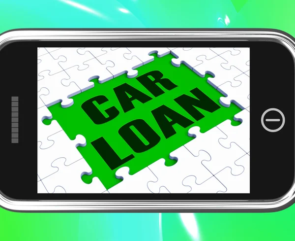 Car Loan On Smartphone Shows Car Rent — Stock Photo, Image