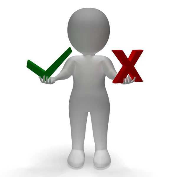 Tick And Cross Symbols Showing Choice Or Decision — Stock Photo, Image