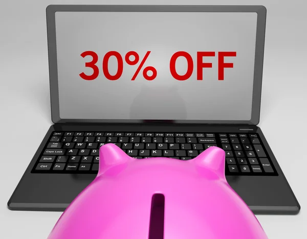 Thirty Percent Off On Notebook Shows Savings — Stock Photo, Image