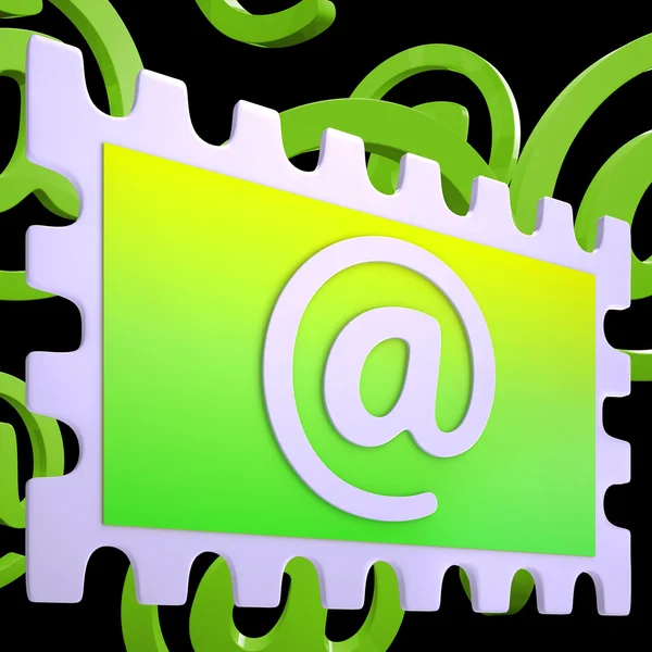 E-mail pieczęć pokazuje korespondencji e-mail przez internet — Zdjęcie stockowe