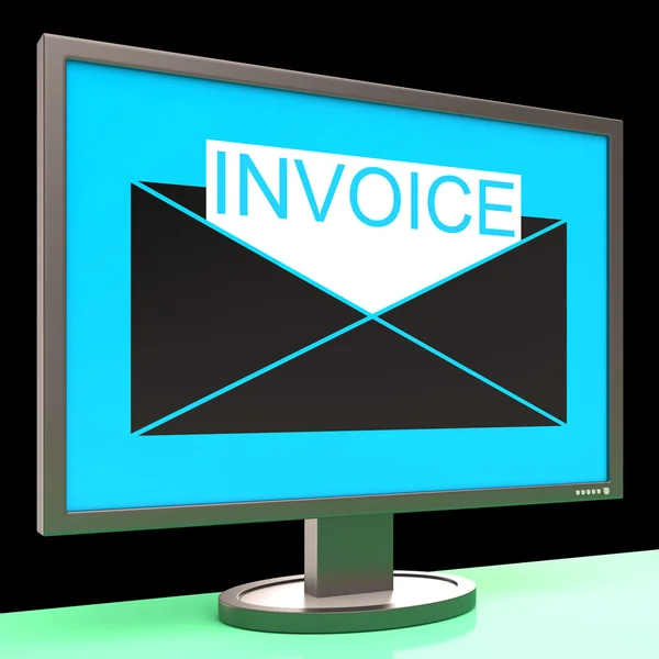 Invoice In Envelope On Monitor Showing Sending Payments — Stock Photo, Image