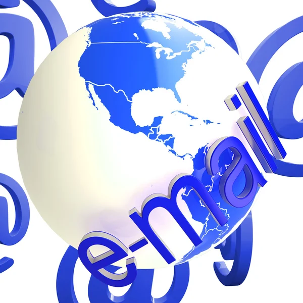 Email At Globe Showing Worldwide Connections — Stock Photo, Image