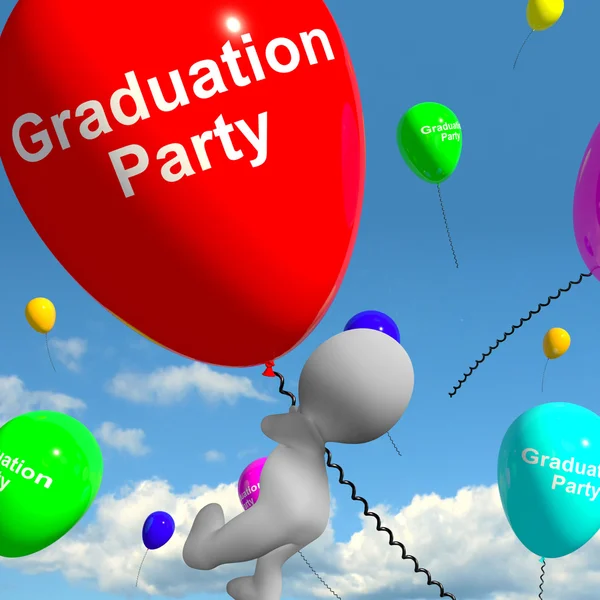 Ukończeniu balony Wyświetlono szkoły college'u lub Uniwersytetu graduat — Zdjęcie stockowe