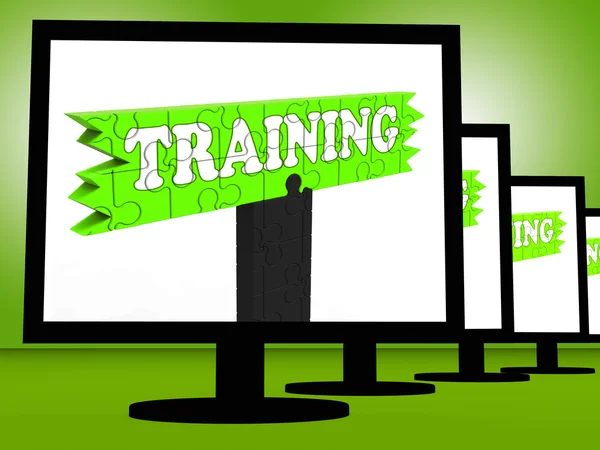 Training On Monitors Showing Coaching Shows — Stock Photo, Image
