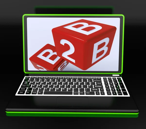 B2B Dices On Laptop Showing Online Commerce — Stock Photo, Image