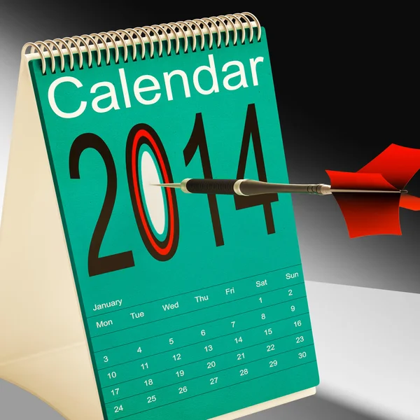 2014 年のカレンダーの目標は年間主催者を示しています — ストック写真