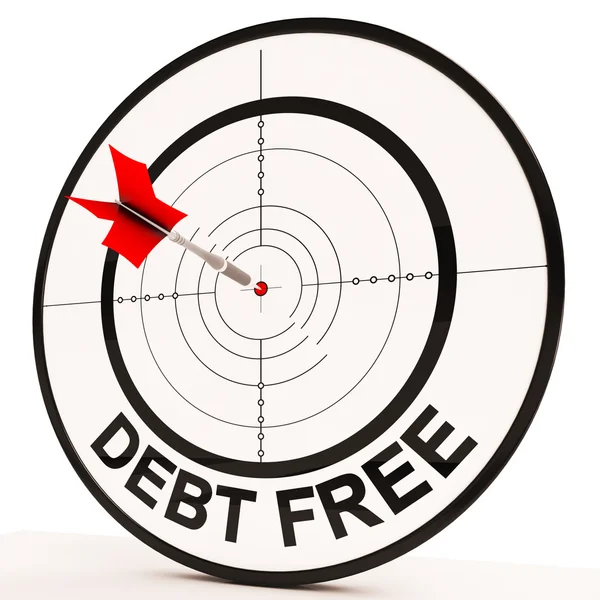 Debt Free Target Shows Economic Financial Success — Stock Photo, Image