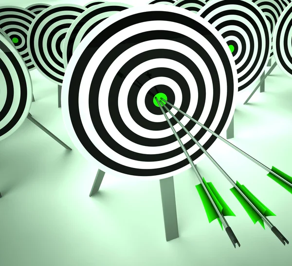 Triple Target Shows Winning Strategy And Excellence — Stock Photo, Image