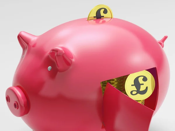 Pound In Piggy Menampilkan Mata Uang dan Investasi — Stok Foto