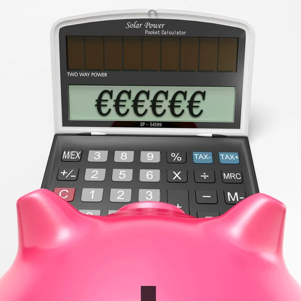 Euros In Calculator Shows Finance In Europe — Stock Photo, Image