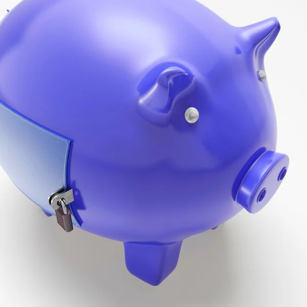 Piggybank com porta fechada mostrando segurança financeira — Fotografia de Stock