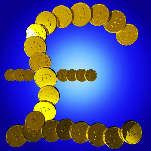 Coins Pound Symbol Shows British Deposit — Stock Photo, Image