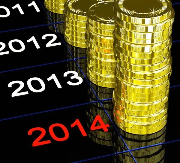 Moedas em 2014 mostrando as próximas finanças — Fotografia de Stock