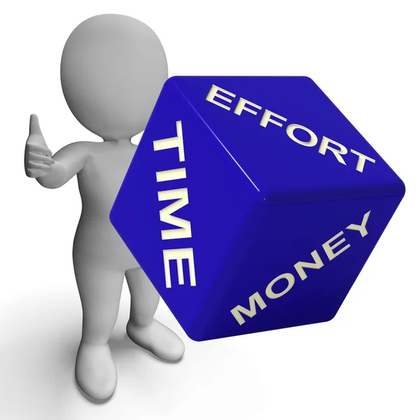 Effort Time Money Dice Representing Business — Stock Photo, Image
