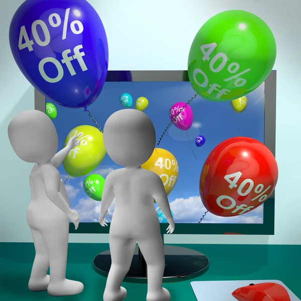 Balões de computador mostrando venda desconto de quarenta por cento — Fotografia de Stock