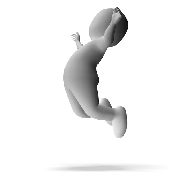 Jumping 3d Character Shows Excitement And Joy — Stock Photo, Image