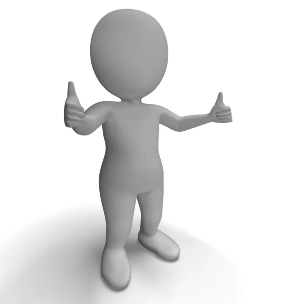 Thumbs Up 3d Character Shows Success And Approval — Stock Photo, Image